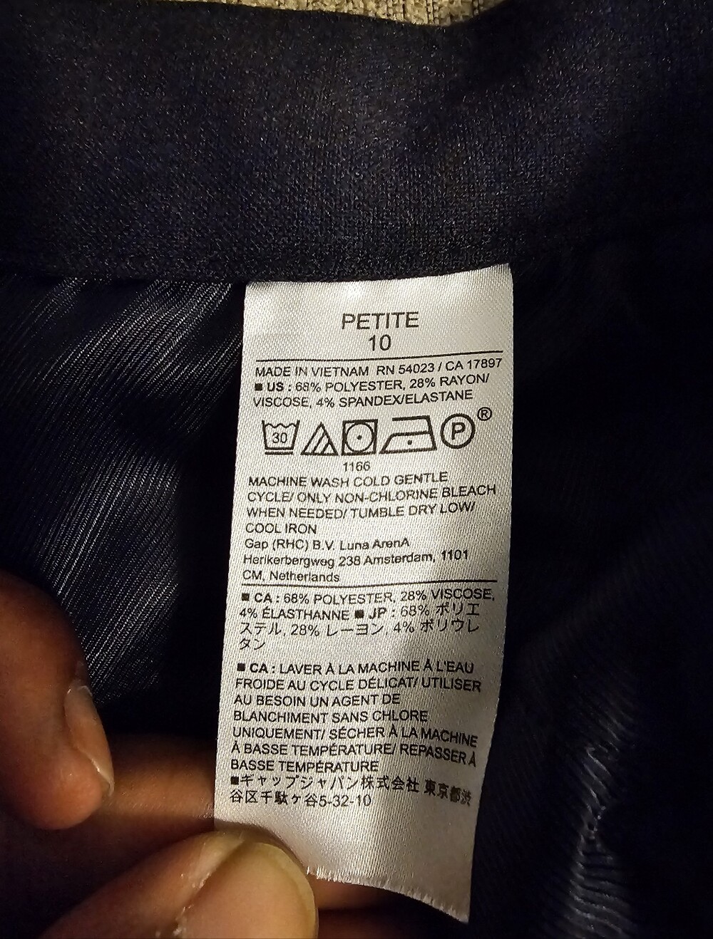 Banana Republic Navy Blue Double-Weave High-Rise Straight Dress Pants 10 Petite - Picture 7 of 9